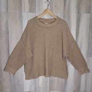 Aerie Womens Large Waffle Knit Sweater Oversized Cozy Slouchy Textured Cabincore